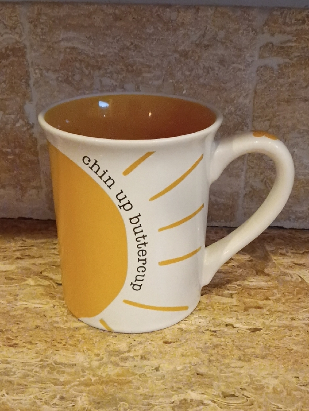 Chin Up Buttercup You Got This Yellow Ceramic Mug - White and Yellow